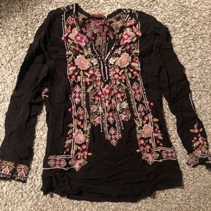 Black Embroidered Johnny Was Blouse